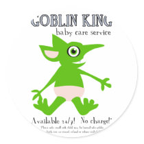 Goblin King Baby Care Service Round Stickers