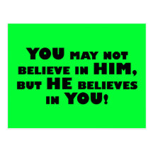 God believes in atheists post card