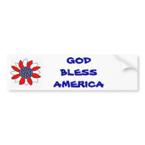 God Bless America Patriotic Flower Bumper Sticker