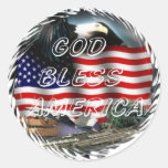 God bless america round sticker