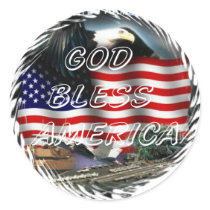 God bless america round sticker