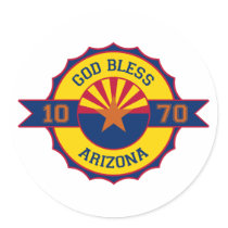 God bless Arizona Round Sticker