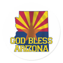 God Bless the state of Arizona Round Stickers