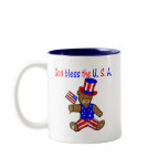 God Bless The U.S.A Teddy Coffee Mugs