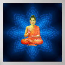God Buddha On Abstract Om Mantra Print
