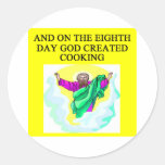 god created cooking round sticker