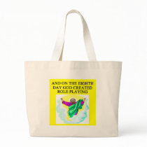 god created role playing tote bags