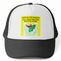 god created role playing trucker hat