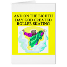god created roller skating greeting card
