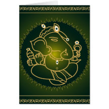 God Ganesha on green - Card