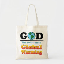 God Global Warming Tote Bags