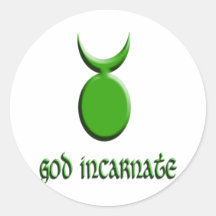 God Incarnate Green Round Stickers