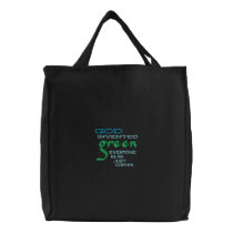 God Invented Green Christian tote bag