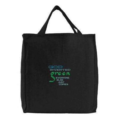 God Invented Green Christian tote bag by UpstreamDesigns
