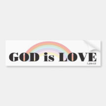 God is love with rainbow bumper sticker
