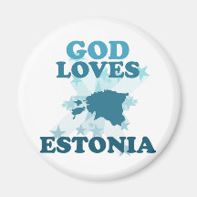 God Loves Estonia Fridge Magnet