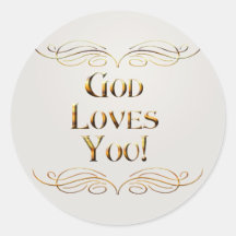 God loves You Round Stickers