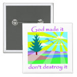 God made it, don't destroy it pins