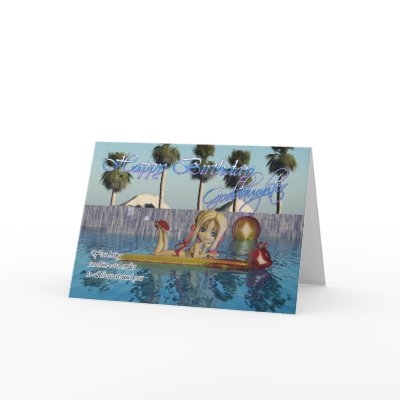 Goddaughter Birthday card, Moonies Cutie Pie pool by moonlake