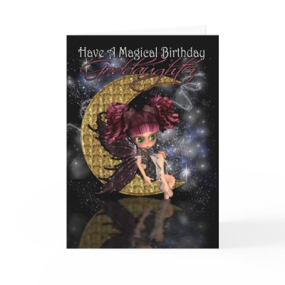 Goddaughter Magical Birthday cute little moon fair Cards by moonlake