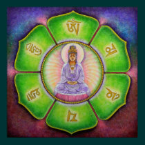 Goddess Kuan Yin "Om Mani Padme Hum" Art Poster posters