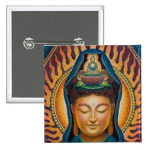 Goddess Kuan Yin's Flame Button