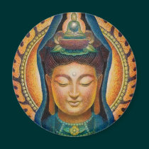 Goddess Kuan Yin's Flame Round Magnet magnets
