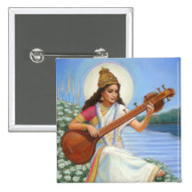 Goddess Sarasvati Pinback Button