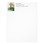 Goddess Tree Figure in Autumn Spiritual Painting Customized Letterhead
