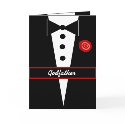 GODFATHER Be My Best Man Card with Tux and Rose by JaclinArt