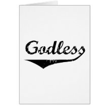 Godless 2 greeting cards