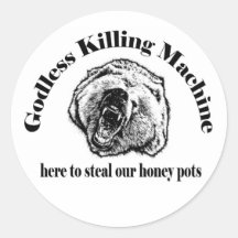 GODLESS KILLING MACHINE ROUND STICKER