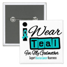 Godmother - I Wear Teal Retro Ovarian Cancer Pin