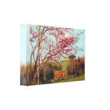 Godward - Landscape Blossoming Red Almond study Stretched Canvas Print