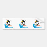 gofy surfing penguin bumper sticker