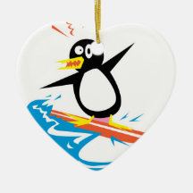 gofy surfing penguin christmas ornament