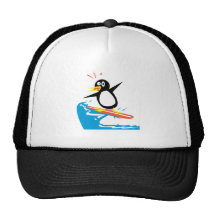 gofy surfing penguin mesh hats