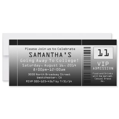 Going Away Ticket Invitations, Black + White by CustomInvites