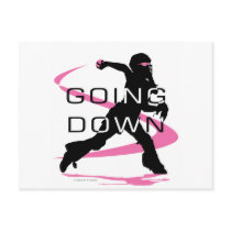 Going Down Pink Catcher Softball Post Cards