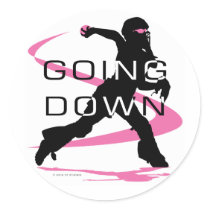 Going Down Pink Catcher Softball Round Stickers