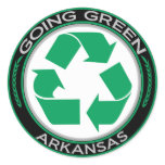 Going Green Recycle Arkansas Round Sticker