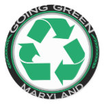 Going Green Recycle Maryland Round Stickers