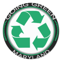 Going Green Recycle Maryland Round Stickers