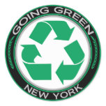 Going Green Recycle New York Round Stickers