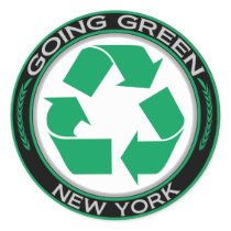 Going Green Recycle New York Round Stickers