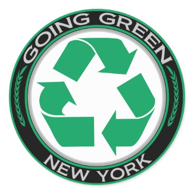 Going Green Recycle New York Round Stickers by goinggreenrecycle