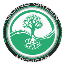 Going Green Tree Michigan Round Sticker