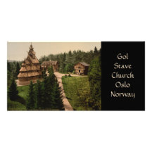 Gol Stave Church, Oslo, Norway Customized Photo Card