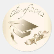 Gold 2012 Graduation Cap & Diploma Seals Sticker