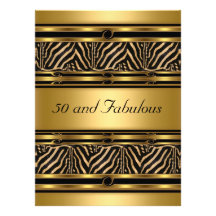 Gold  50 and Fabulous Birthday Party Invitation
